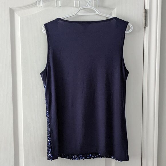 Jessica dark blue sequin camisole tank top size large @C - Picture 2 of 8